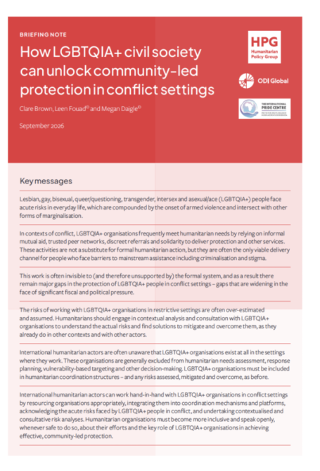 How LGBTQIA+ civil society can unlock community-led protection in conflict settings